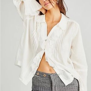 Free People Savannah Ruffle Buttondown, brand new